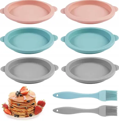 Produktbild von 6er Set runde Silikon-Backformen 10cm Antihaft für Heißluftfritteuse