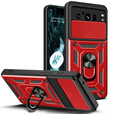 Produktbild von Outdoor Panzer Hülle Google Pixel 8 Pro Handyhülle mit Kameraschutz Ringhalter Rot