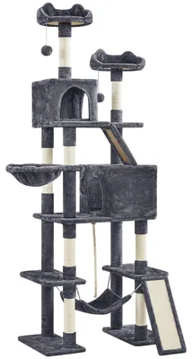 Immagine prodotto di Yaheetech, albero per gatti grande XXL, altezza 209 cm, con 8 pali per graffiare, colore grigio scuro