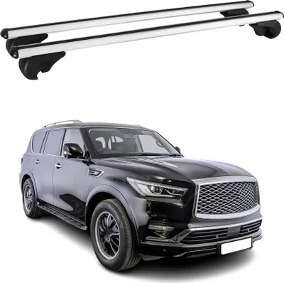 Image de Barres de toit Transversales pour Infiniti QX80 2014-2024 Aluminium Argent