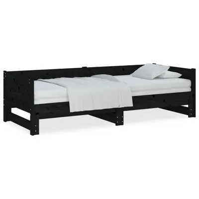 Obrázek produktu pro vidaXL Rozkládací denní postel Black Solid Pine 2x(90x190) cm