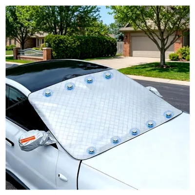 Produktbild von Frontscheibenabdeckung für Autos im Winter mit 9 Magneten und 4 Riemen, wasserdicht und universell passend für SUV und LKW (160x116 cm)