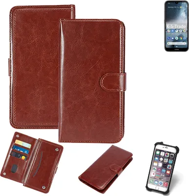 Produktbild von K-S-Trade 360° Hülle kompatibel mit Nokia 4.2 braun Kunstleder Case BookCase WalletCase Kunstlederederhülle Handyhülle, Rundumschutz Bumper (1x)