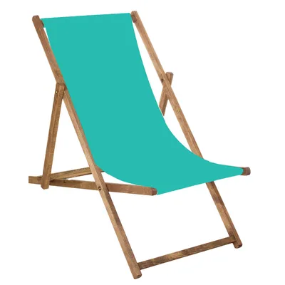 Produktbild von Springos Liegestuhl klappbar Buchenholz Türkis imprägniert für Garten, Strand & Camping. Maße: 53x93x68,5 cm (aufgestellt); 58x124 cm (zusammengelegt); Profilstärke 3,1 cm.