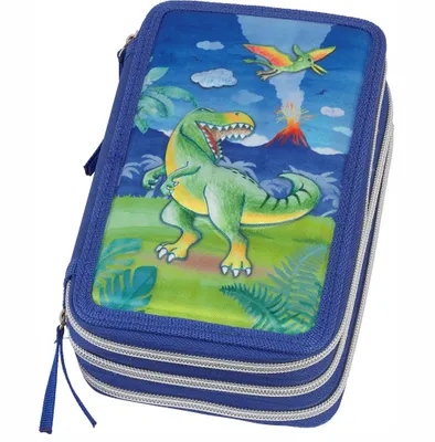 Produktbild von Dreiteiliges Federmäppchen mit Zubehör Dinosaurier