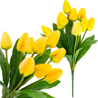 Immagine prodotto di Tulipano Grande Bouquet di Tulipani X9 Fiori Artificiali Tulipani In Bouquet Giallo