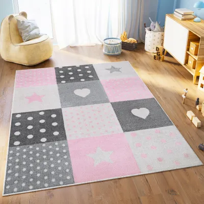 Obrázok produktu pre Tapiso Koberec LAZUR Modern Pink Cream Grey Detská izba ÖKOTEX 80 x 150 cm