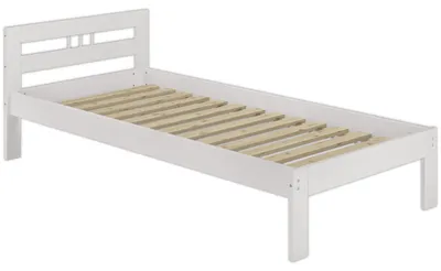 Produktbild von Einzelbett Futonbett 100x200 Kieferbett Massivholz weiß Bettgestell Zubehör wählbar V-60.64-10WRollrost inkl.