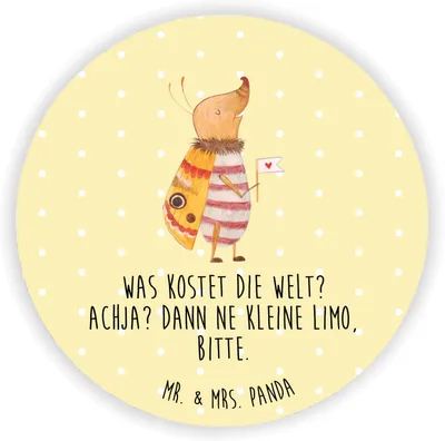 Produktbild von Mr. & Mrs. Panda Kühlschrankmagnet Nachtfalter Fähnchen - Gelb Pastell - Geschenk, Käfer, whiteboardmagnet, magnet für fotos, Süß, Spruch Lustig, Niedlich, Witzig