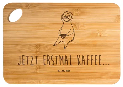 Produktbild von Mr. & Mrs. Panda Frühstücksbrettchen Faultier Kaffee - Transparent - Geschenk, Holzbrett, Brett, Hackbrett, Frühstücksbrett, Schneidebrett, Kaffeetasse, Coffee