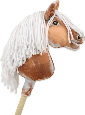 Image de Hobby Horse Premium - Cheval à bâton tobiano tacheté blanc et gris
