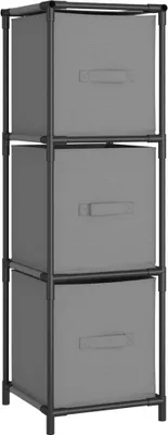 Produktbild von vidaXL Lagerschrank mit 3 Stoff-Schubladen Grau 34x34x101 cm Stahl