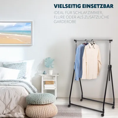 Produktbild von bremermann Kleiderstange klappbar, Kleiderständer, Garderobenständer, rollbar, schwarz