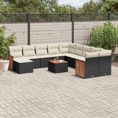 Produktbild von 12-tlg. Garten-Sofagarnitur mit Kissen Schwarz Poly Rattan 3260656