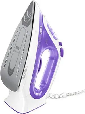 Produktbild von Braun TexStyle 3 SI3042VI, Dampfbügeleisen, Keramik-Bügelsohle, 2 m, 160 g/min, Violett, Silber, Weiß, 0,27 l