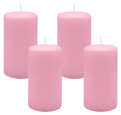 Produktbild von 4er Set Stumpenkerzen/Adventskranzkerzen Rosa Ø 70 x 130 mm