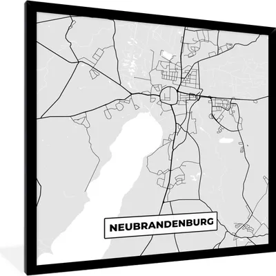 Produktbild von MuchoWow® Gerahmtes Poster Deutschland - Stadtplan - Karte - Neurandenburg 40x40 cm - Poster mit Schwarzem Bilderrahmen Wandposter Rahmen Foto Bilder - Mit Rahmen - Wanddekoration Schlafzimmer