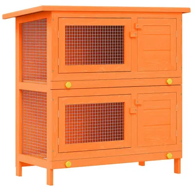 Obrázok produktu pre Klietka pre králiky, vonkajšia, pre malé zvieratá, drevená, s 4 dvierkami