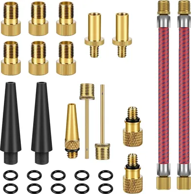 Produktbild von Fahrradventil Adapter, Fahrrad Ventil Set DV SV AV, Französisches Ventil Adapter,Kompressor Ventiladapter,Luftpumpe Adapter für Alle Fahrradventile