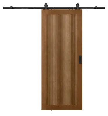 Produktbild von Schiebetür mit Laufschiene - MDF & Holz - Holzfarben dunkel - 205 x 73 cm - SANDORA