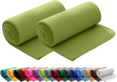 Obrázok produktu pre Deka Sada 2 mäkkých polar fleece deiek, 130 x 160 cm, trávovo zelená, proti žmolkovaniu, Oeko-Tex
