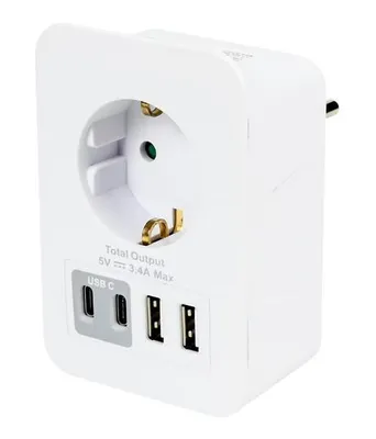 Produktbild von Steckdosenadapter mit2 USB-A und 2 USB-C Ladegerät