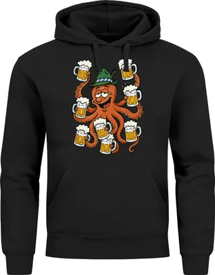 Produktbild von Hoodie Herren für das  Oktopus Achtarmig Bier Maßkrüge Ersatz Tracht Pullover Volksfest Bierfest Outfit Spruch Lustig Moonworks®
