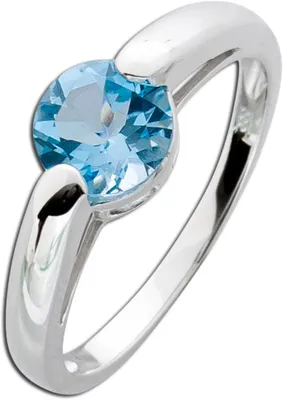 Produktbild von Blautopas Solitäring Weißgold 333 8 Karat hellblauer Edelstein  16