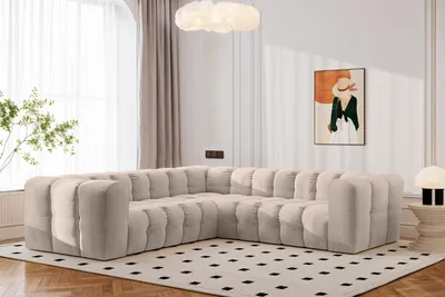 Produktbild von Kaiser Möbel Ecksofa Corner mit Steppung BALOO, Chenille-Stoff Moly, Beige