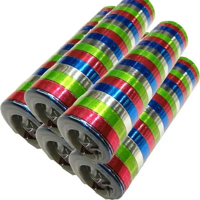 Produktbild von 5 Glitzer Luftschlangen bunt metallic