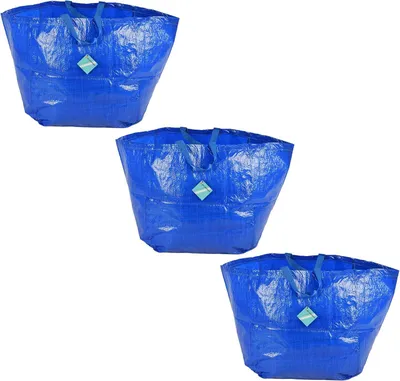 Produktbild von Faltbare blaue Einkaufstaschen, 3er Set, 37x40x41 cm, aus Kunststoff, für unterwegs