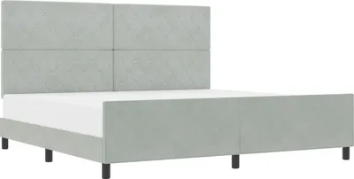 Zdjęcie produktu dla Łóżko sprężynowe Z zagłówkiem Jasnoszary 200 x 200 cm Aksamit