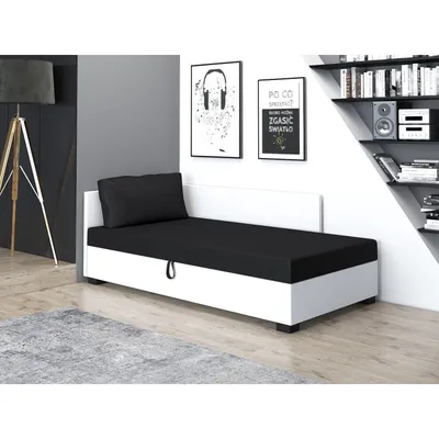 Produktbild von Gepolstertes Einzelbett 100x195 SARAH PLUS 1 - schwarz/weiß