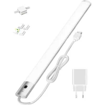 Produktbild von OKWISH 40CM Led Unterbauleuchte Lichtleiste Mit Bewegungsmelder Kabellos USB Wiederaufladbare 3 Lichtfarbe Dimmbare Sensor Schrankleuchten, Weiß
