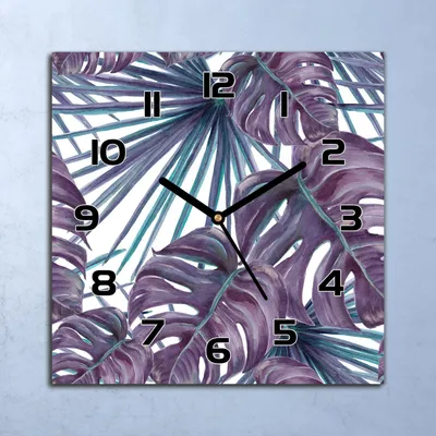 Produktbild von Wanduhr Echt-Glas-Küchenuhr Exotische Pflanzen Quarz 30x30 Deko Bilder
