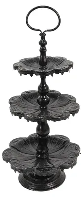 Zdjęcie produktu dla Clayre & Eef 3-warstwowy etażer Ø 33x71 cm czarne żelazo