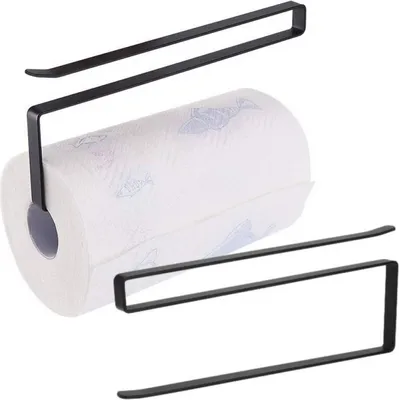 Produktbild von Schwarzer Küchentuchhalter L 26cm, ohne Bohren, für Schranktür & Regal, verschiebbar