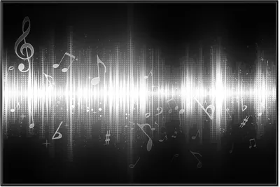 Produktbild von Wallario Wandbild Noten der Musik in schwarz und weiß, Größe: 61 x 91,50 cm, Poster mit schwarzem Aluminiumrahmen