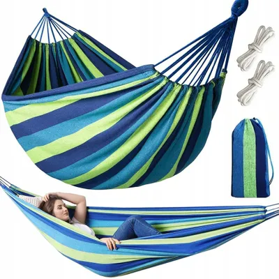 Immagine prodotto di Verk 27121 Amaca Amaca per due 300 x 160 cm a strisce blu-verdi