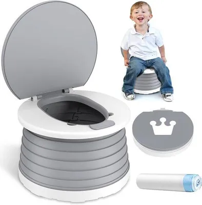 Produktbild von Pottich für Kinder – Baby-Toilettentraining – 3-in-1, faltbar – 24 x 17 cm – Grau