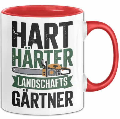 Produktbild von Garten Pflanzen Gärtner Tasse Geschenk Lustige Geschenkidee Spruch Hart Härter Landschaftsgärtner (Rot)