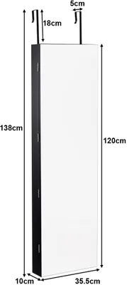 Produktbild von COSTWAY Schmuckschrank mit LED Beleuchtung, Schmuckregal h?ngend mit Spiegel, abschliessbar mit Schlüsseln, 120 cm hoch
