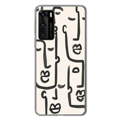 Produktbild von MuchoWow® Handyhülle Schutzhülle Hülle für Huawei P40 Muster - Abstrakt - Linienkunst Silikon Softcase Handy Hülle - Handytasche