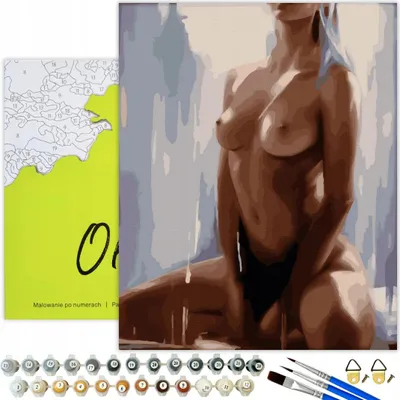 Produktbild von Oh Art! Malen nach Zahlen Erotisch – Frauenfigur für Erwachsene 50 x 40 cm – DIY Komplettset Leinwand mit Rahmen, 24 Acrylfarben, 3 Pinsel und Zubehör