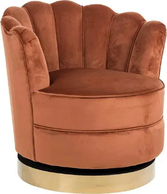 Produktbild von Casa Padrino Luxus Samt Drehsessel Rostfarben / Gold 81,5 x 76 x H. 79 cm - Moderner Wohnzimmer Sessel - Luxus Wohnzimmer Möbel