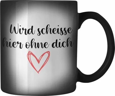 Produktbild von Trendation - Jobwechsel Farbwechsel Zauber-Tasse Geschenk Kollegin Kollege Lustig Abschiedsgeschenk Sprüche - Wird Scheisse Hier Ohne Dich (Schwarz)