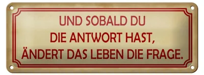 Produktbild von Blechschild Spruch 27x10cm sobald du Antwort ändert Frage Dekoration