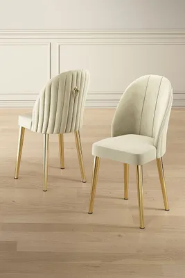 Immagine prodotto di Skye Decor, Mara - Crema, Oro, Set di sedie (4 pezzi), Crema, Struttura: 100% METALLO, 45 x 91 x 42 cm