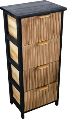 Immagine prodotto di Milani Home - Mobiletto in legno con 4 cassetti cm 34 l x 25 p x 77 h - Marrone chiaro