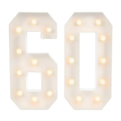 Produktbild von LED Leuchtzahlen 100 cm – Geburtstagszahlen 30/40/50/60 – Warmweiß – Batteriebetrieben – Party Dekoration Weiß